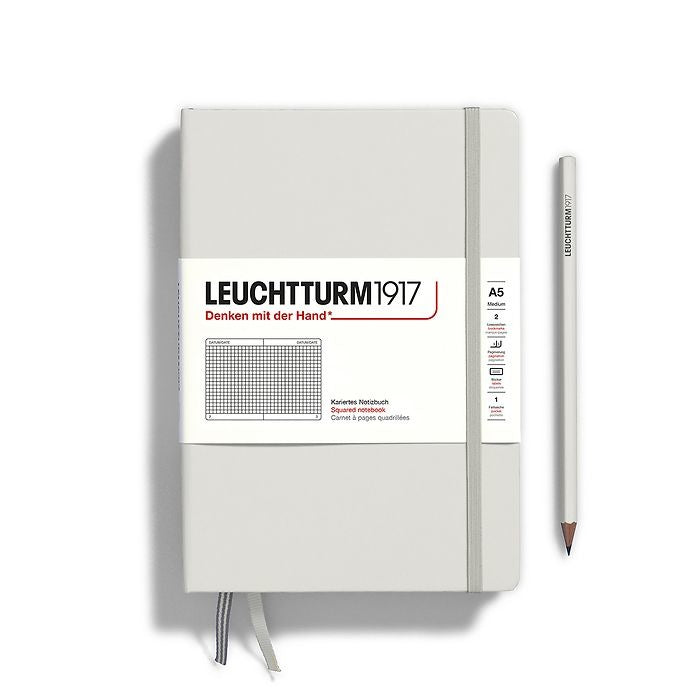 Leuchtturm1917 A5 Medium Hardcover Squared Notebook - Light Grey