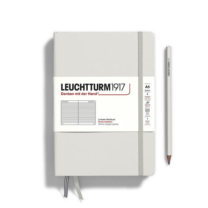 Leuchtturm1917 A5 Medium Hardcover Ruled Notebook - Light Grey