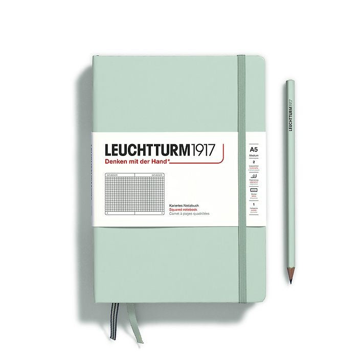 Leuchtturm1917 A5 Medium Hardcover Squared Notebook - Mint Green