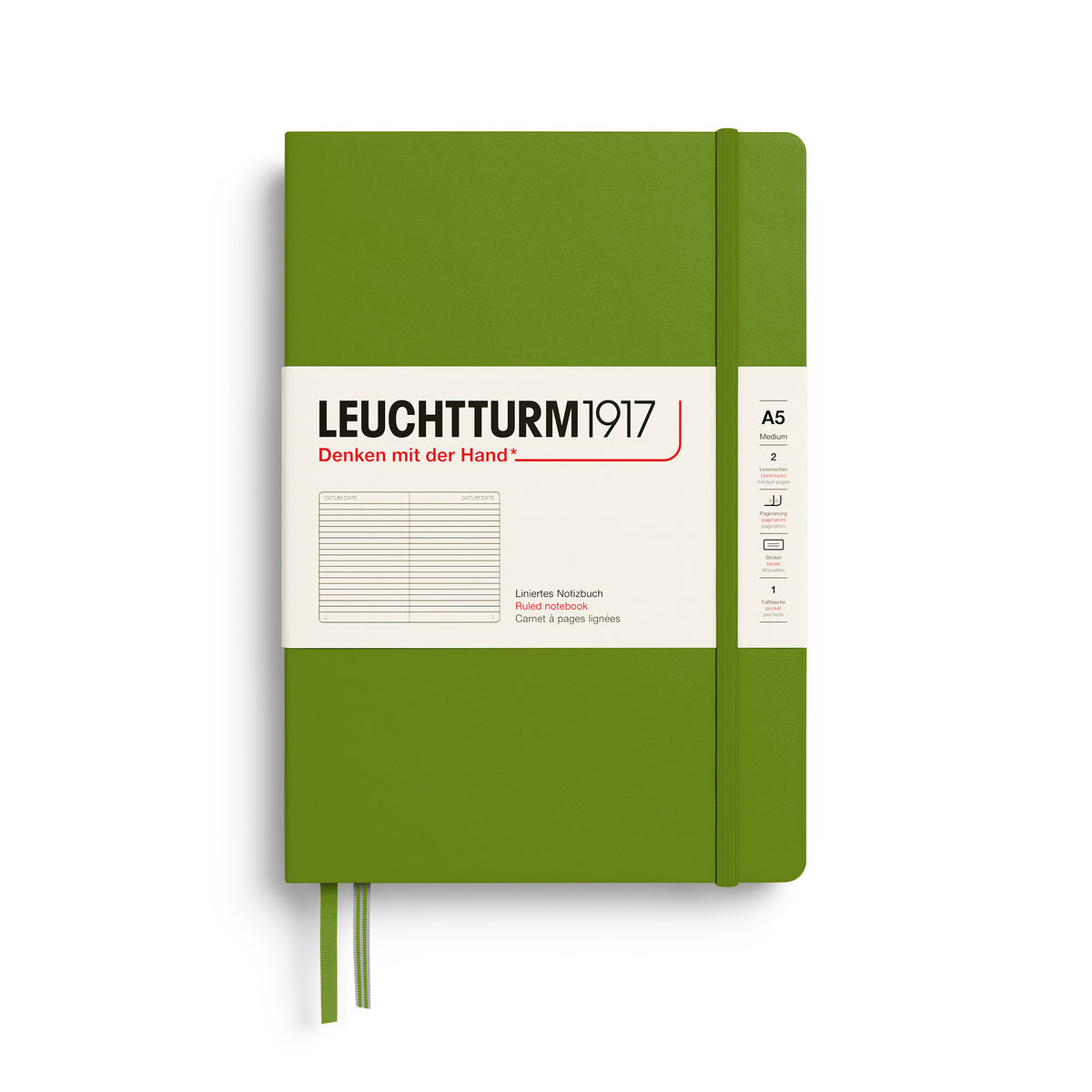 Leuchtturm1917 A5 Medium Hardcover Ruled Notebook - Moss