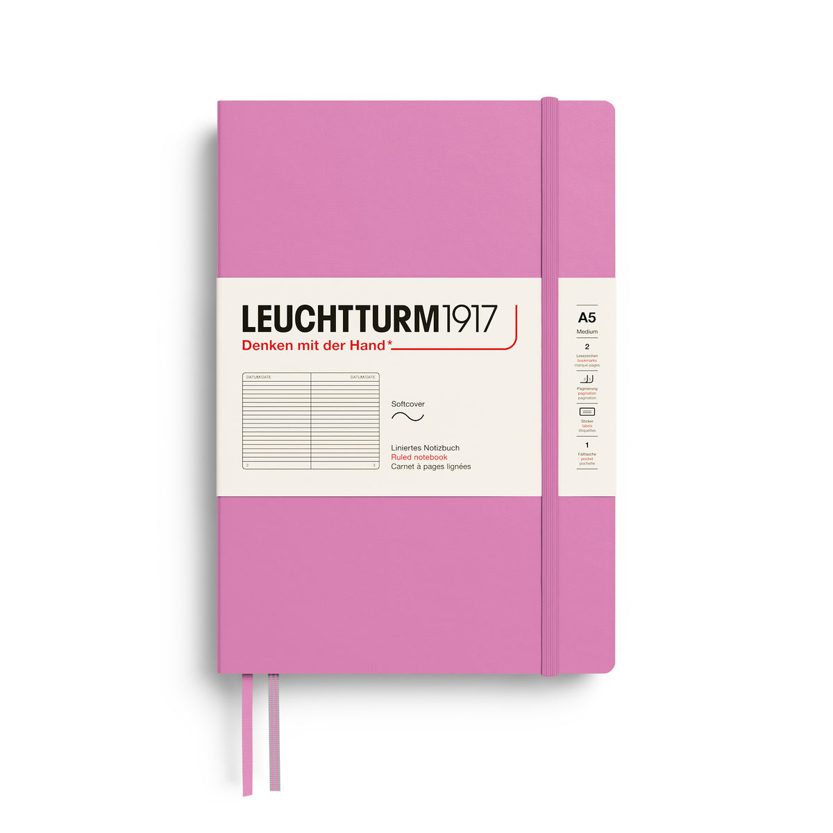 Leuchtturm1917 A5 Medium Softcover Ruled Notebook - Bubblegum