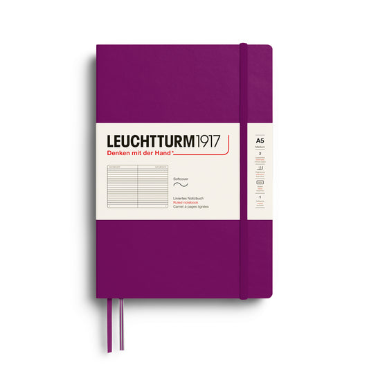 Leuchtturm1917 A5 Medium Softcover Ruled Notebook - Burgundy