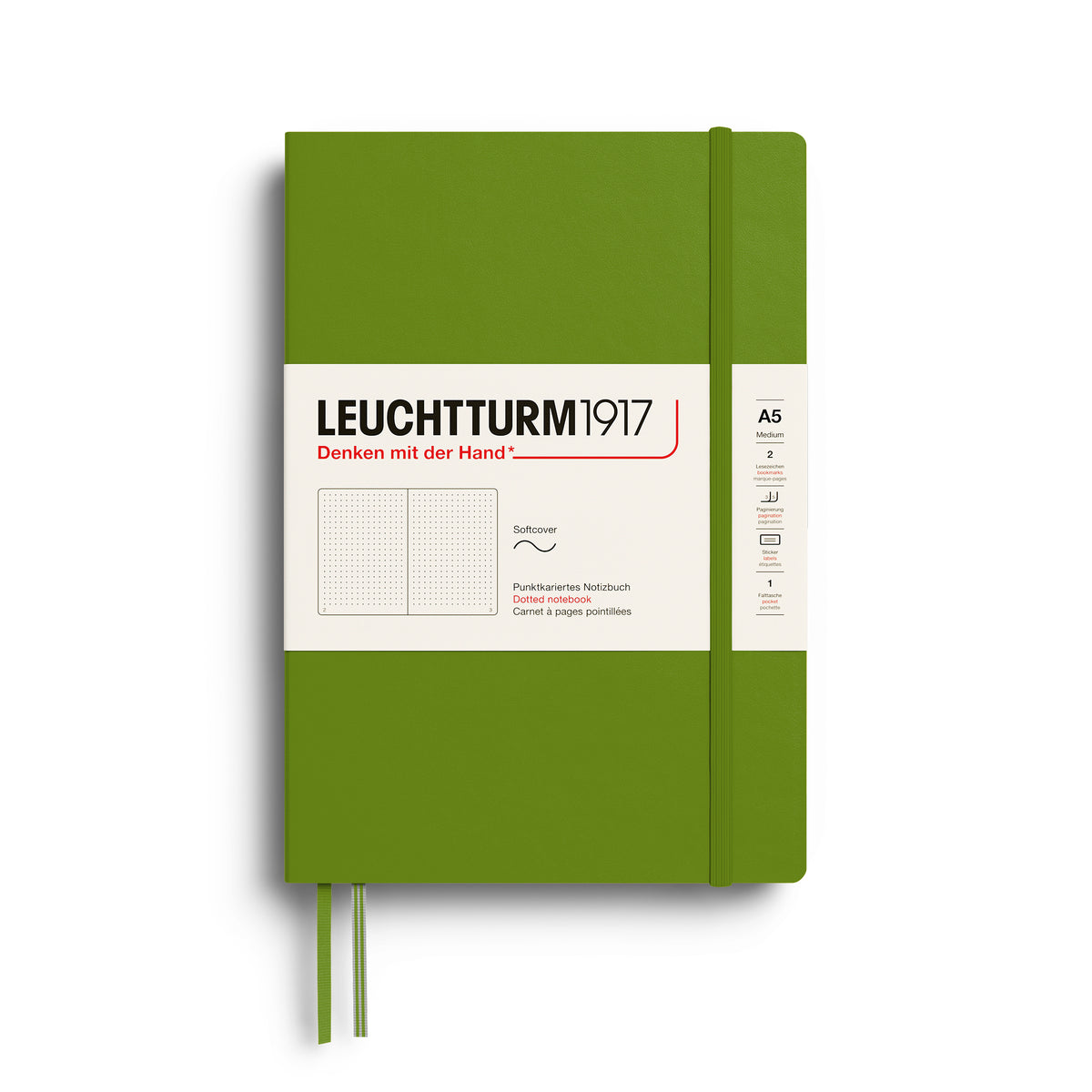 Leuchtturm1917 A5 Medium Softcover Dotted Notebook - Moss