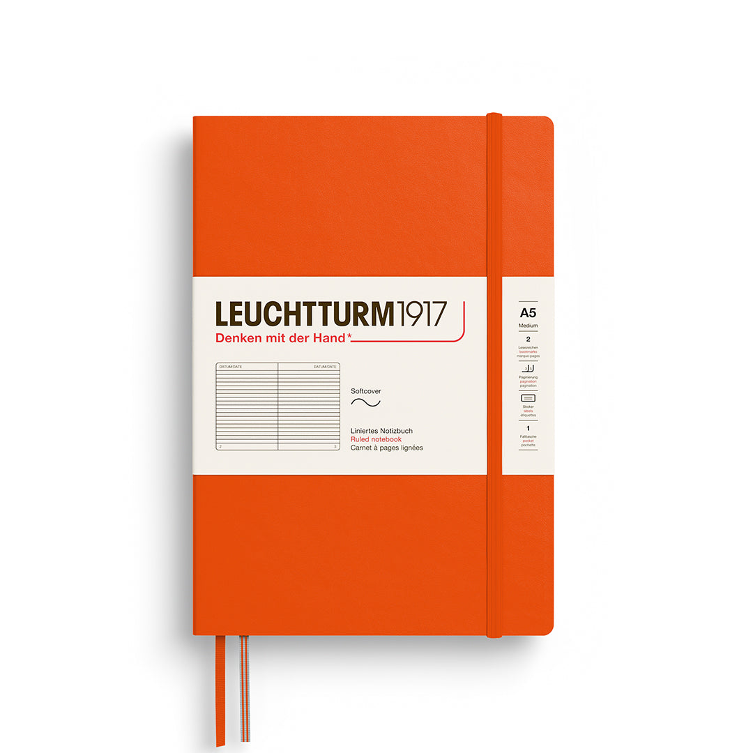 Leuchtturm1917 A5 Medium Softcover Ruled Notebook - Pumpkin