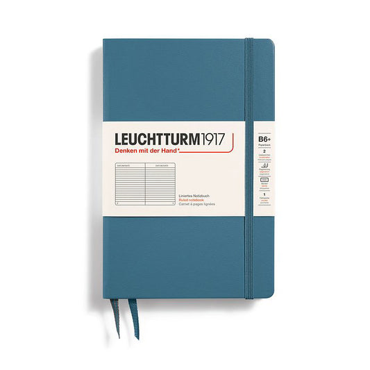 Leuchtturm1917 Paperback B6+ Hardcover Ruled Notebook (219 Numbered Pages) - Stone Blue