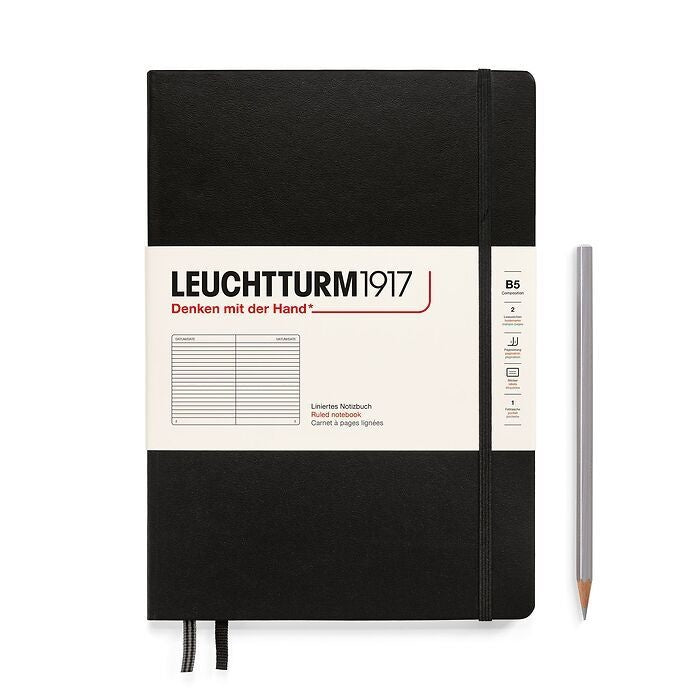 Leuchtturm1917 Composition B5 Hardcover Ruled Notebook - Black
