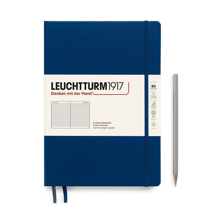 Leuchtturm1917 Composition B5 Hardcover Ruled Notebook - Navy