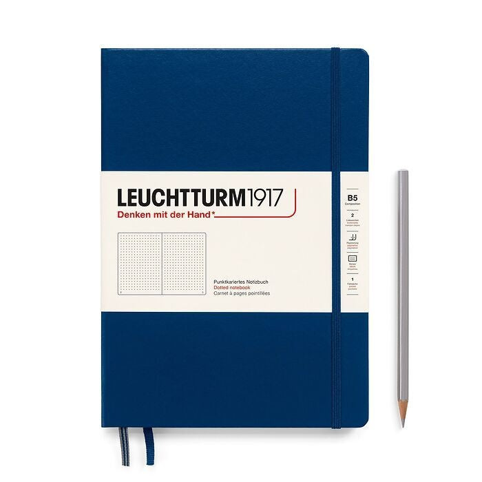 Leuchtturm1917 Composition B5 Hardcover Ruled Notebook - Navy