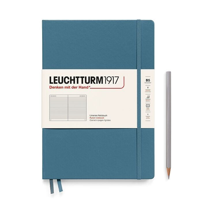 Leuchtturm1917 Composition B5 Hardcover Ruled Notebook - Stone Blue