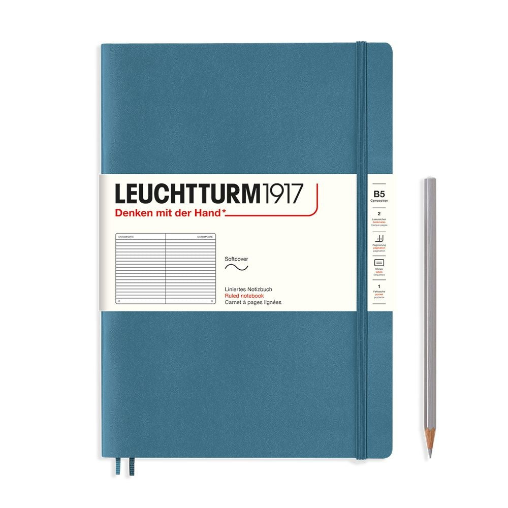 Leuchtturm1917 Composition B5 Softcover Ruled Notebook - Stone Blue