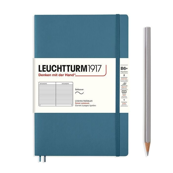 Leuchtturm1917 B6+ Paperback Softcover Ruled Notebook - Stone Blue