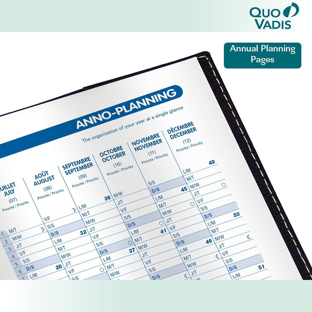 Quo Vadis 2026 Notor Bi-lingual Daily Planner - Texas Bamboo Green (EN/FR)