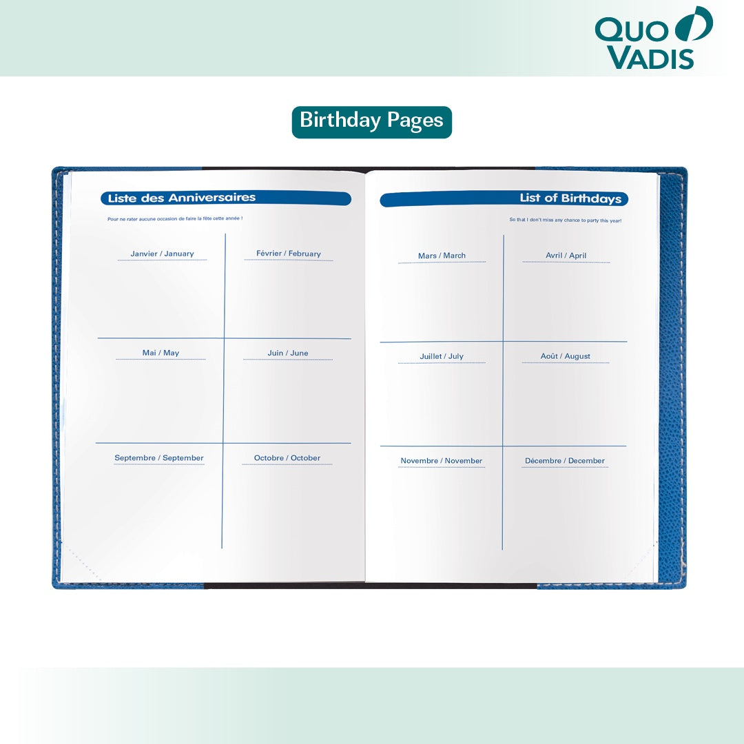 Quo Vadis 2026 Notor Bi-lingual Daily Planner - Texas Bamboo Green (EN/FR)