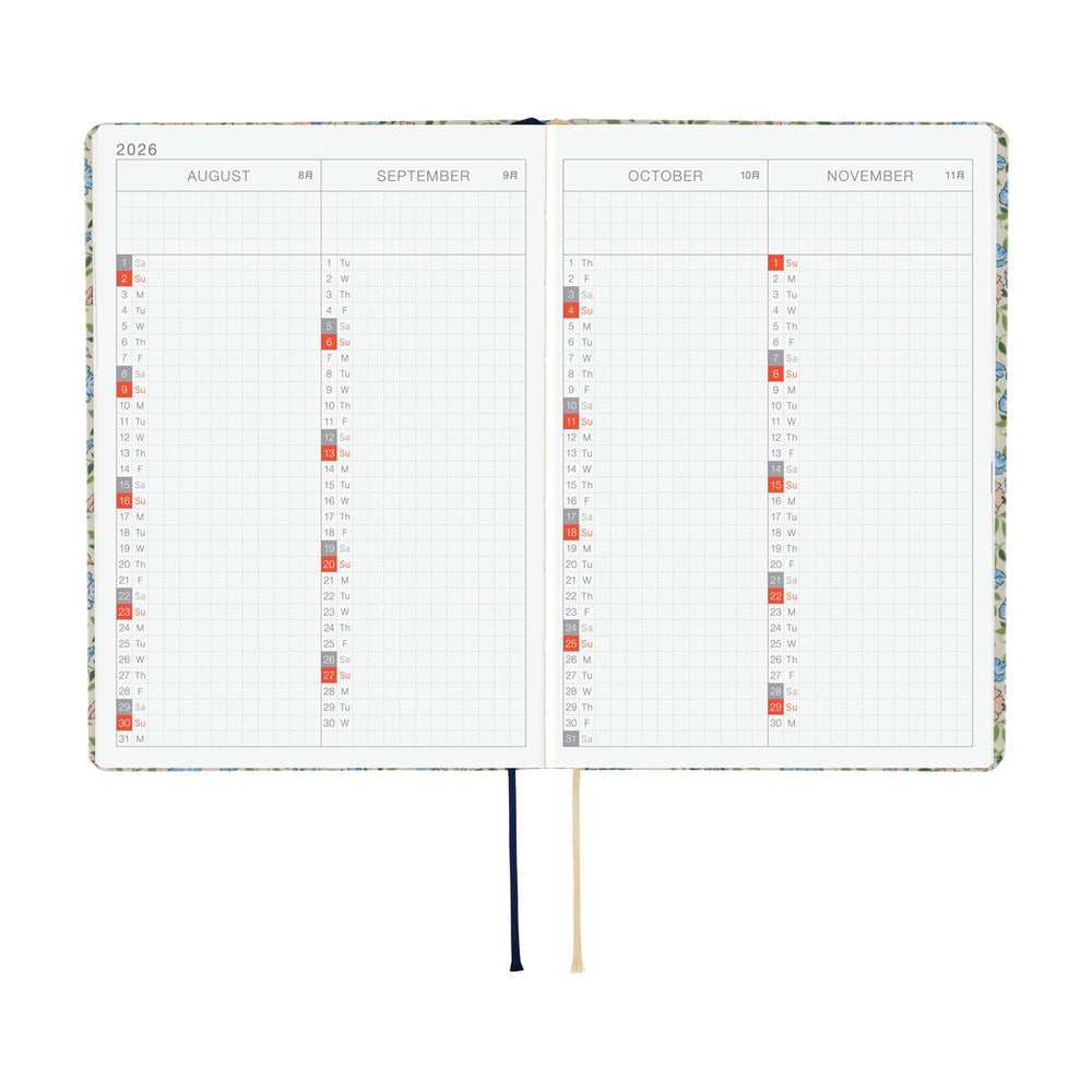 Hobonichi 2026 A6 Techo HON - Liberty Fabrics: Sasha Kiora