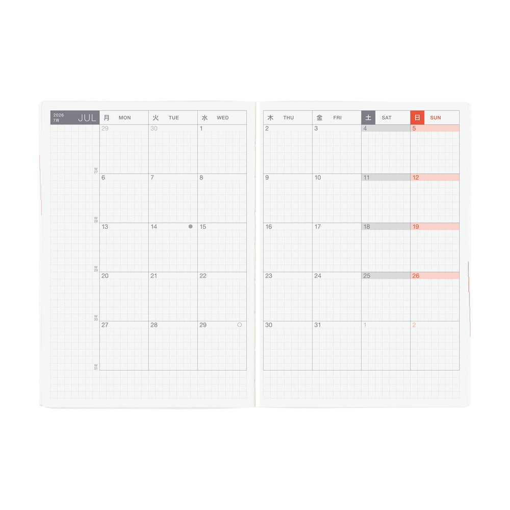 Hobonichi 2026 A6 Techo HON - Paper Series: Black Gingham