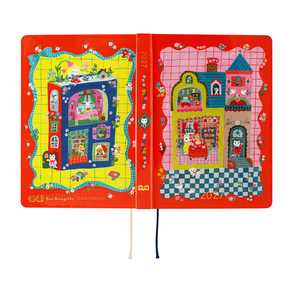 Hobonichi 2027 A6 Techo HON - Yumi Kitagishi: White Cat and Rabbit’s Tea Room