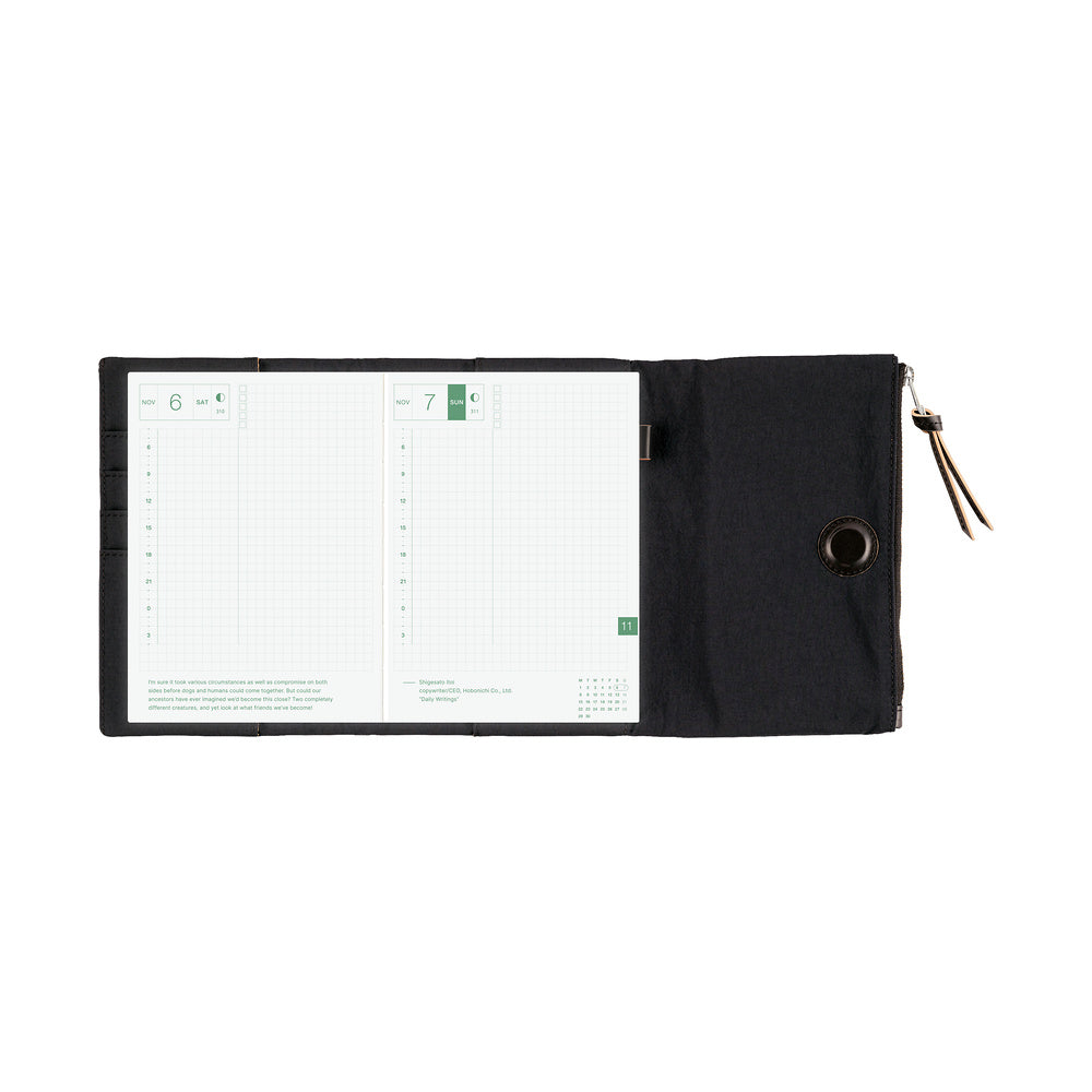Hobonichi A6 Techo Cover Only - Tragen: Black