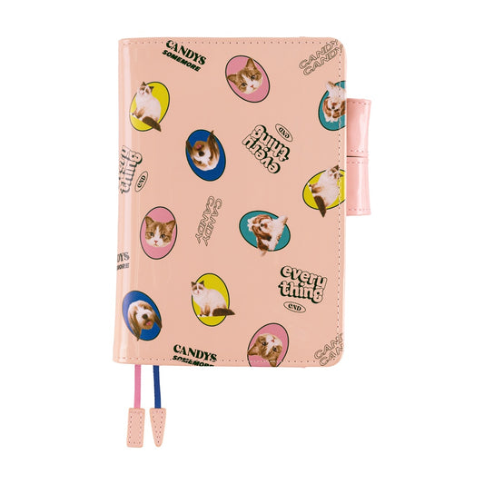 Hobonichi 2026 A6 Techo Book & Cover Set - Candy Stripper: Random Dog & Cat (Pink) (English)