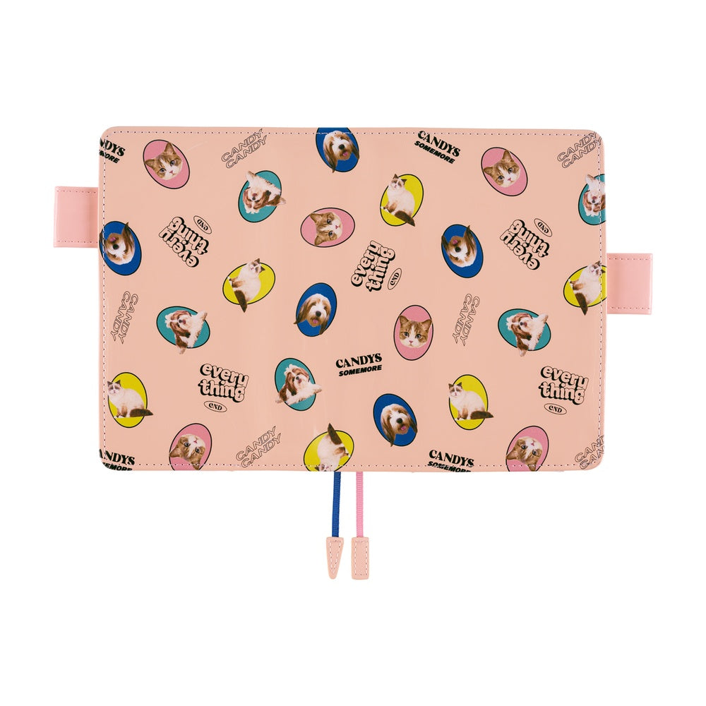 Hobonichi 2026 A6 Techo Book & Cover Set - Candy Stripper: Random Dog & Cat (Pink) (English)