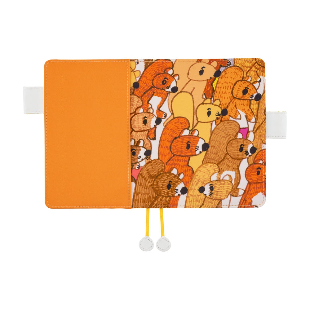 Hobonichi 2026 A6 Techo Book & Cover Set - 100%ORANGE: Squirrel Squadron (English)
