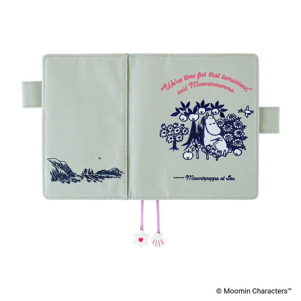 Hobonichi A6 Techo Cover Only - Moomin: My Yard (Pale Mint)