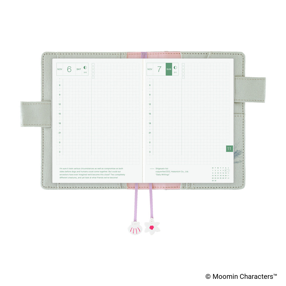 Hobonichi A6 Techo Cover Only - Moomin: My Yard (Pale Mint)