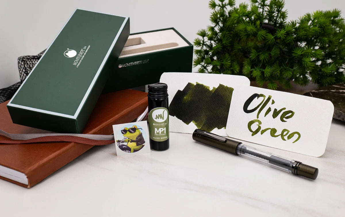 Monteverde MP1 Fountain Pen and Bottled Ink Set - Olive Green (Limited Edition)