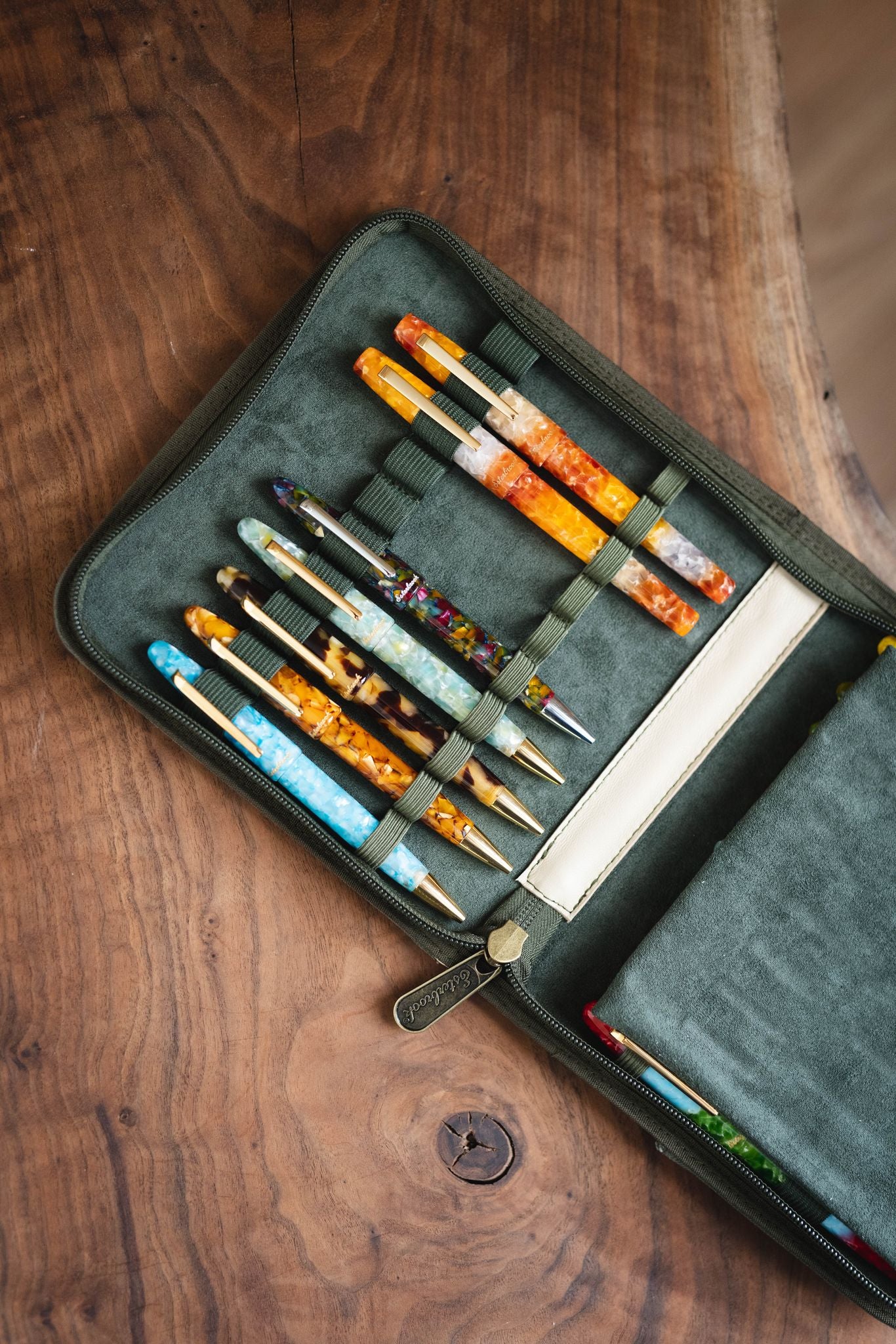 Esterbrook 20 Pen Zipper Pen Case - Army Green