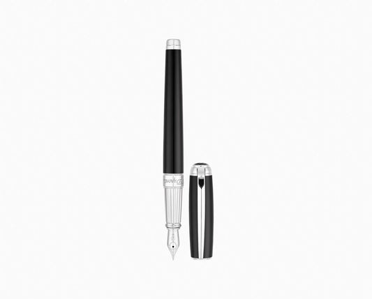 S.T. Dupont Line D Large Fountain Pen - Black Lacquer - Palladium Trim