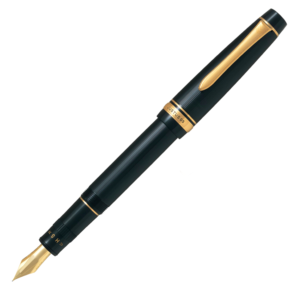 Pilot Justus 95 Fountain Pen - Black with Gold Trim