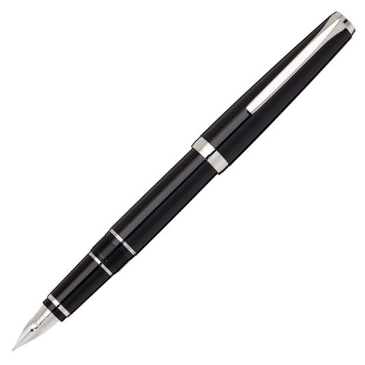 Pilot Metal Falcon Fountain Pen - Black with Rhodium Trim