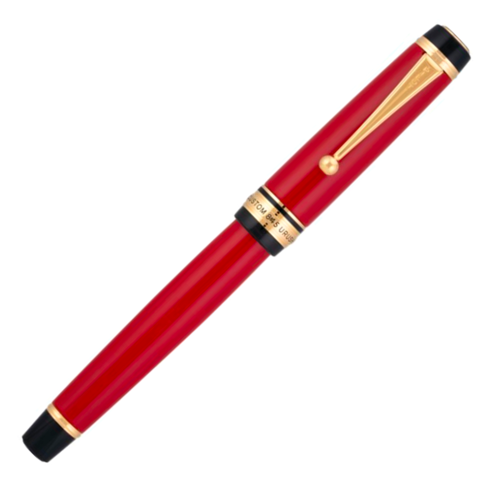 Pilot Custom 845 Urushi Fountain Pen - Vermillion Red with Gold Trim