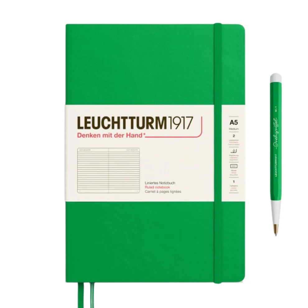 Leuchtturm1917 A5 Medium Hardcover Ruled Notebook - Spring Leaf