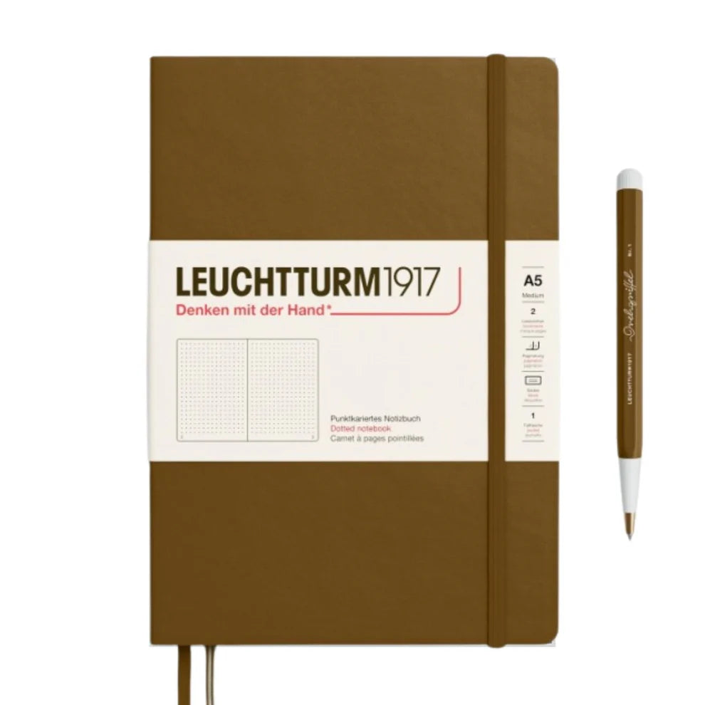 Leuchtturm1917 A5 Medium Hardcover Dotted Notebook - Spice Brown