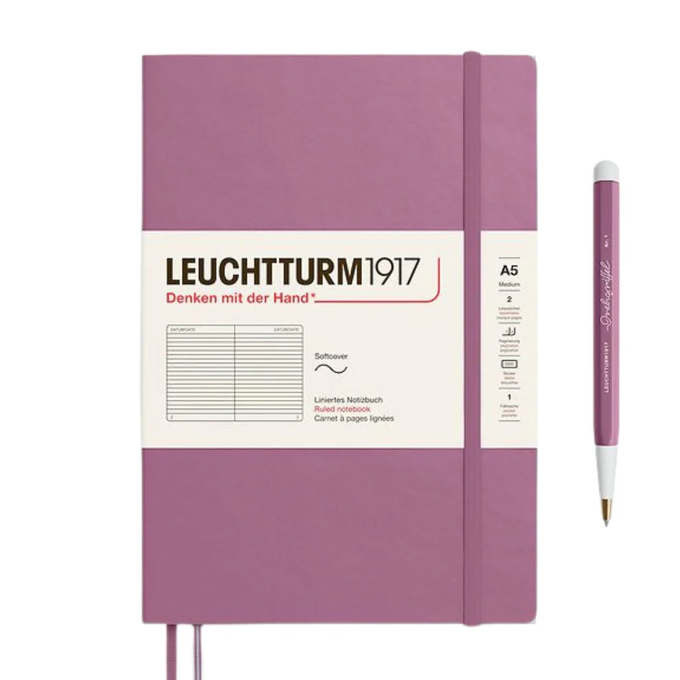 Leuchtturm1917 A5 Medium Softcover Ruled Notebook - Dusty Rose