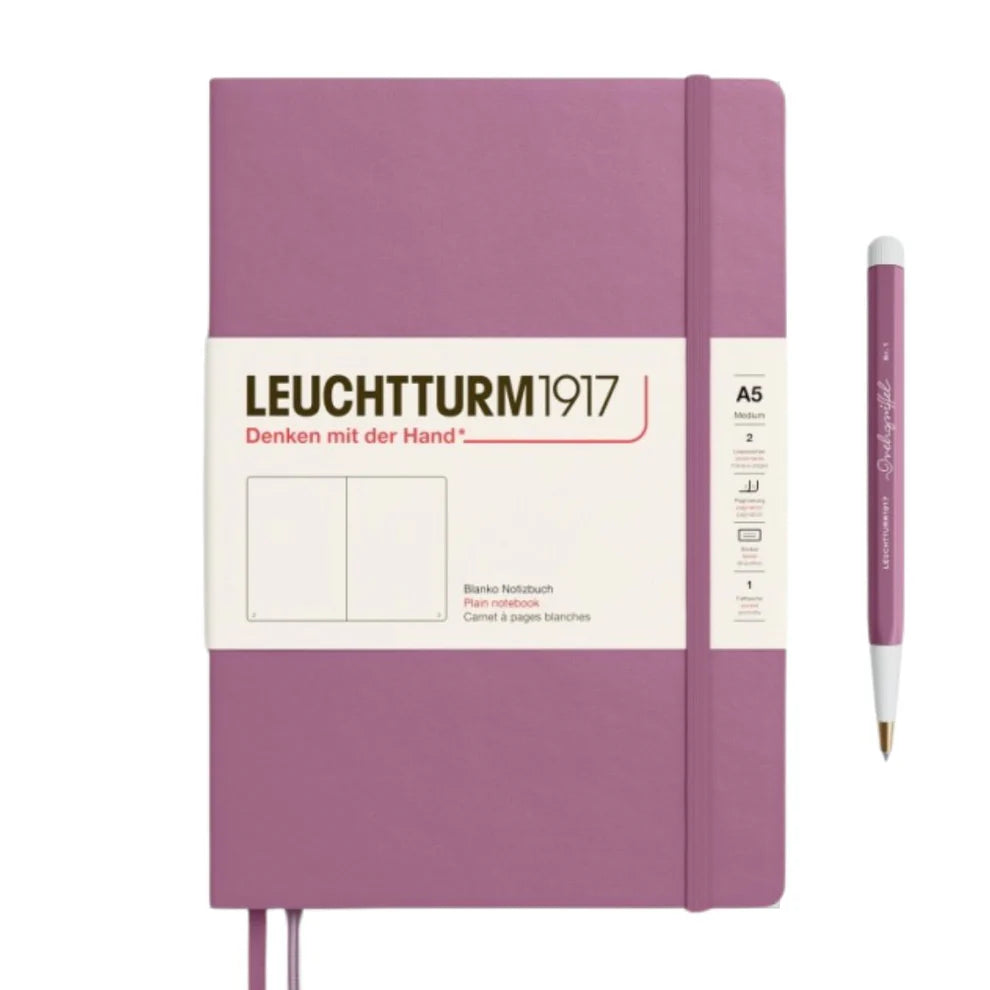 Leuchtturm1917 A5 Medium Hardcover Plain Notebook - Dusty Rose