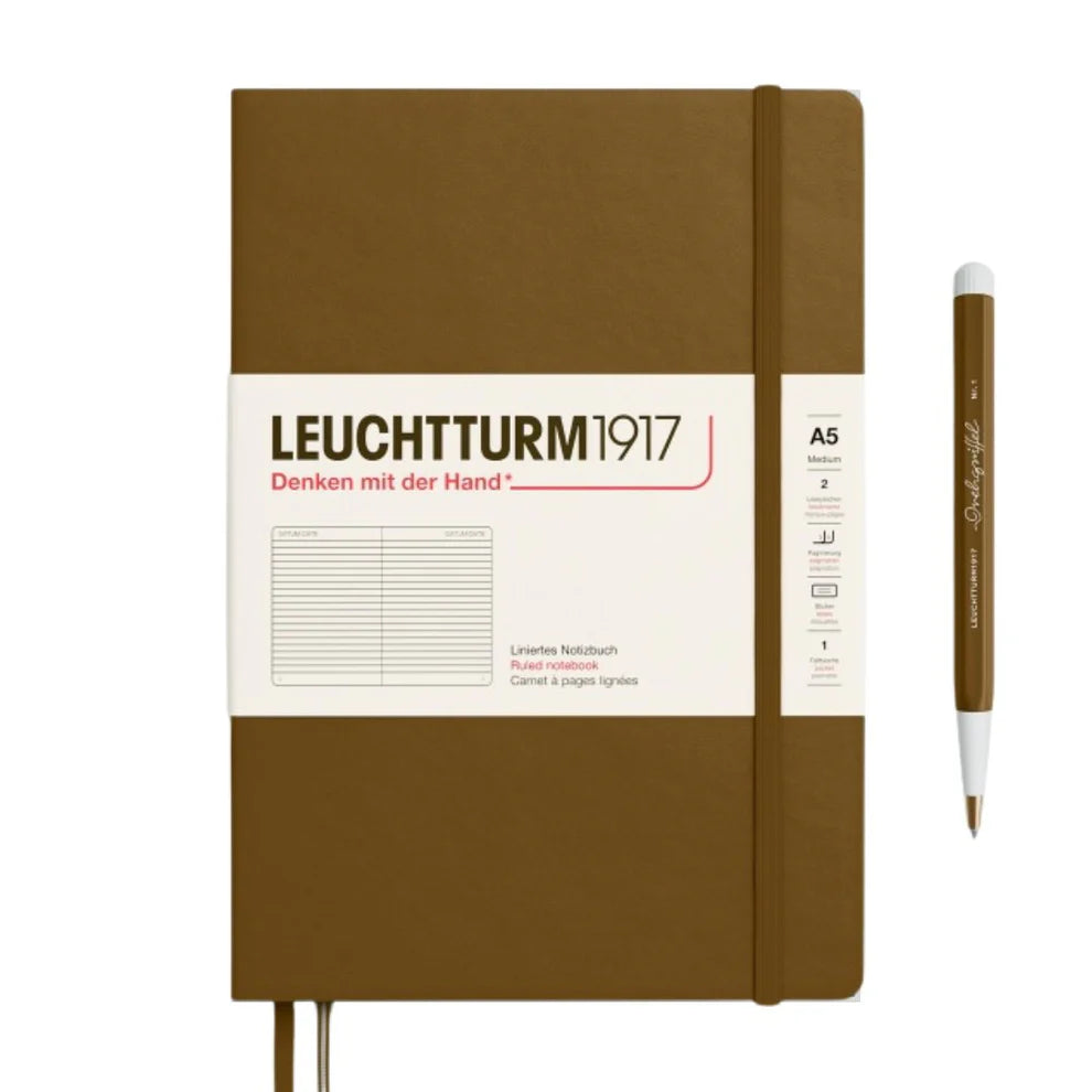 Leuchtturm1917 A5 Medium Hardcover Ruled Notebook - Spice Brown