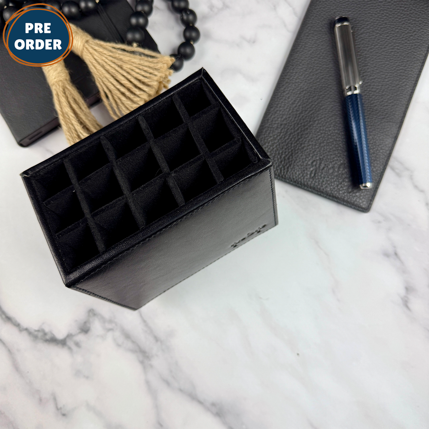 Girologio 15-Slot Leather Pen Suite - Black