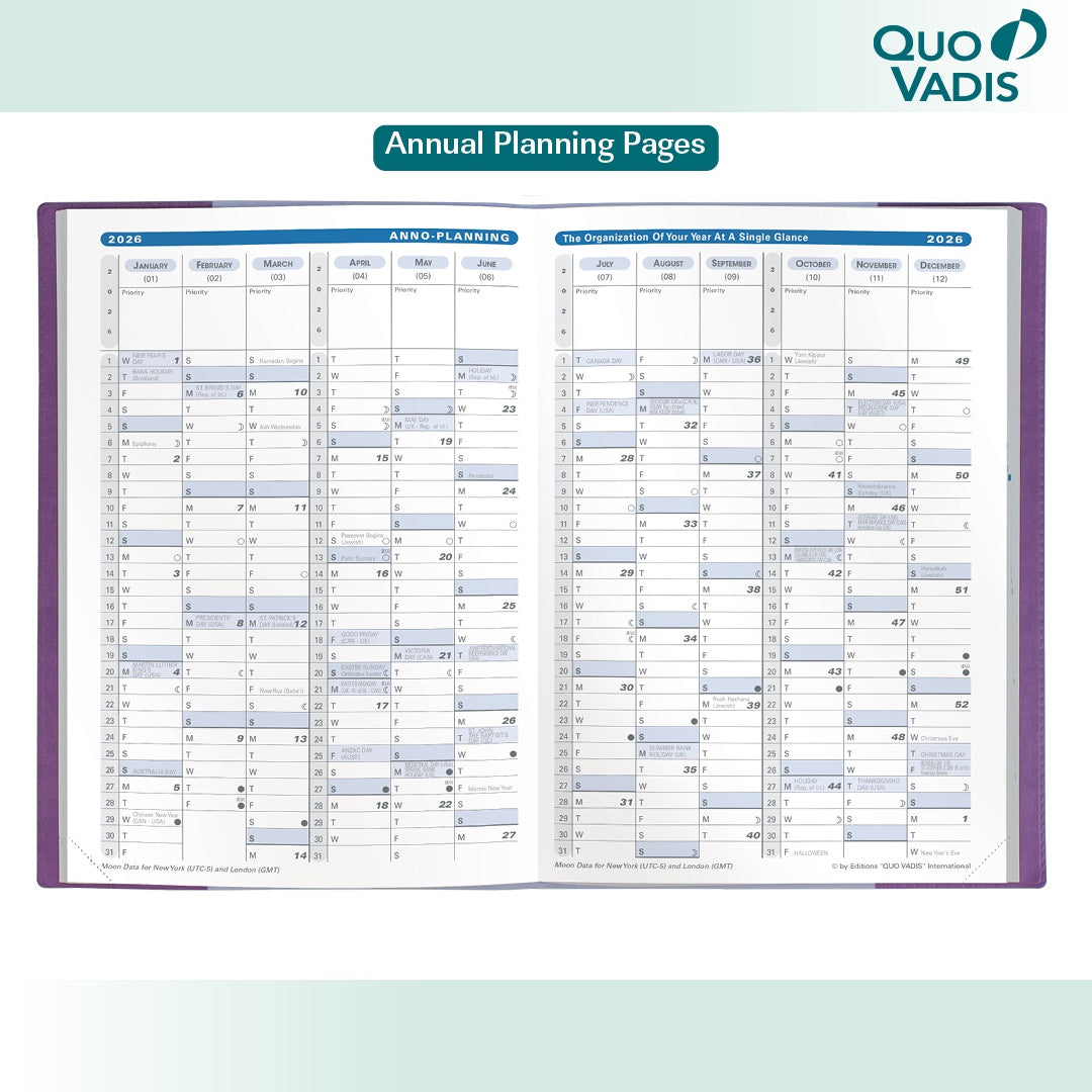 Quo Vadis 2026 Prenote 13 Months Weekly Planner - Texas Black