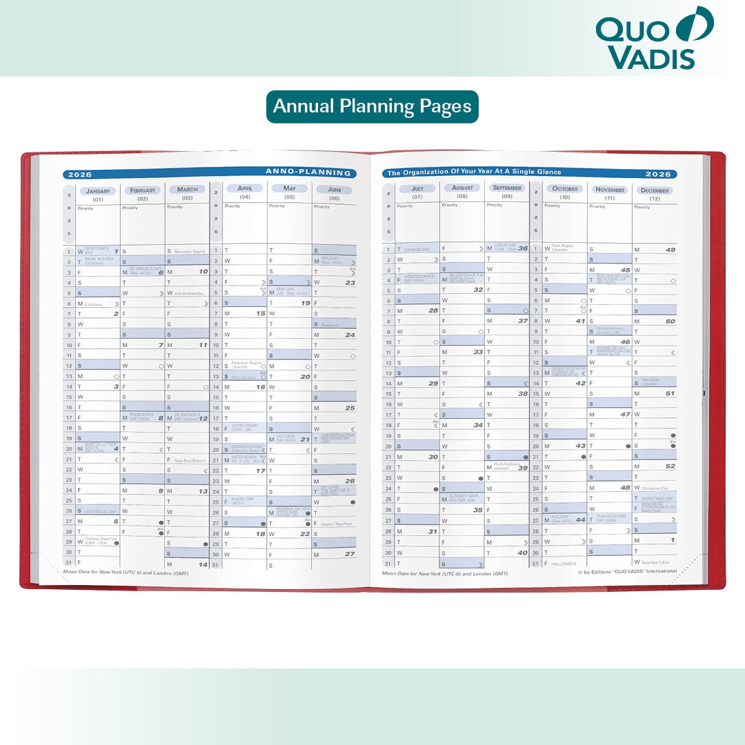 Quo Vadis 2026 President 13 Months Weekly Planner - Texas Blue