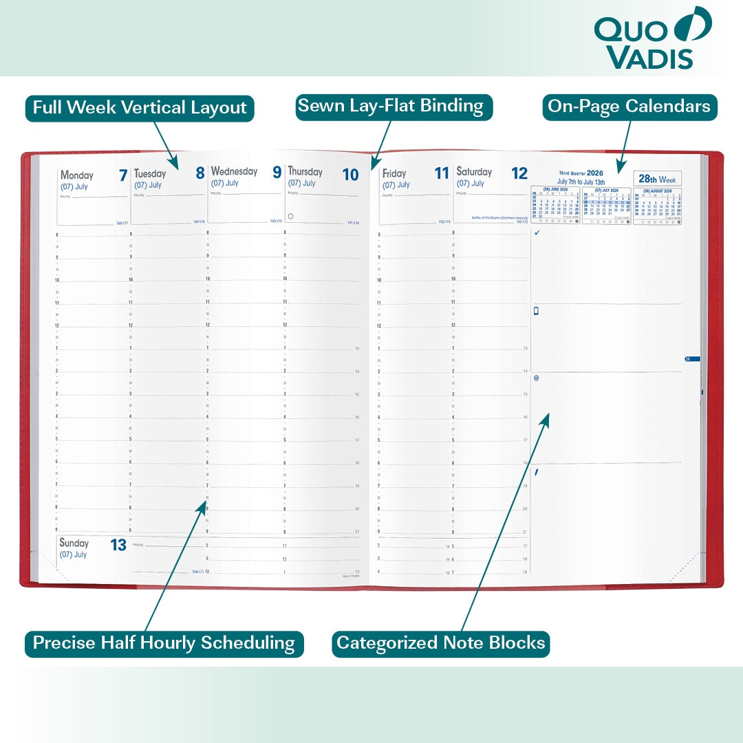 Quo Vadis 2026 President 13 Months Weekly Planner - Texas Blue