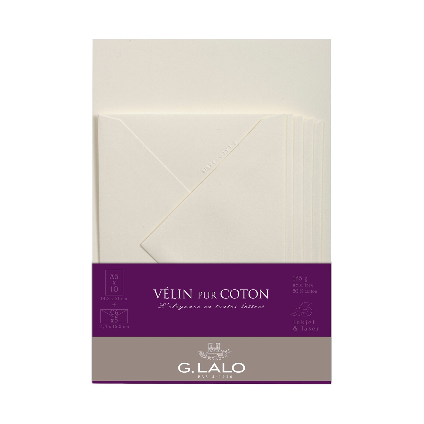 G. Lalo Verge de France A5 Vélin Pure Cotton Correspondence Set - Cream