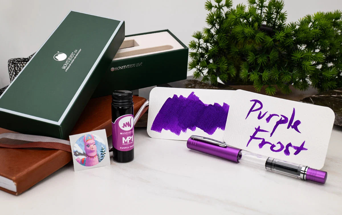 Monteverde MP1 Fountain Pen and Bottled Ink Set - Purple Frost (Limited Edition)