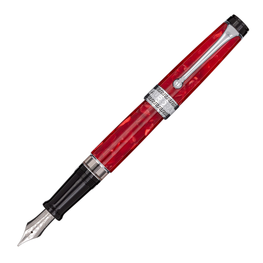 Aurora Optima Auroloide Fountain Pen - Red - Chrome Trim