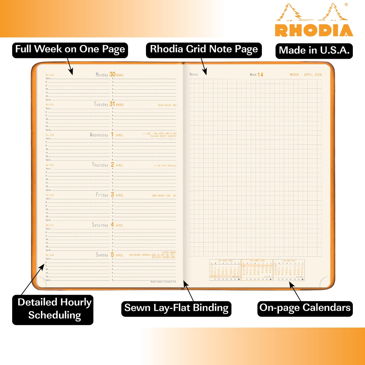Rhodia 2027 A5 Weekly Planner - Burgundy