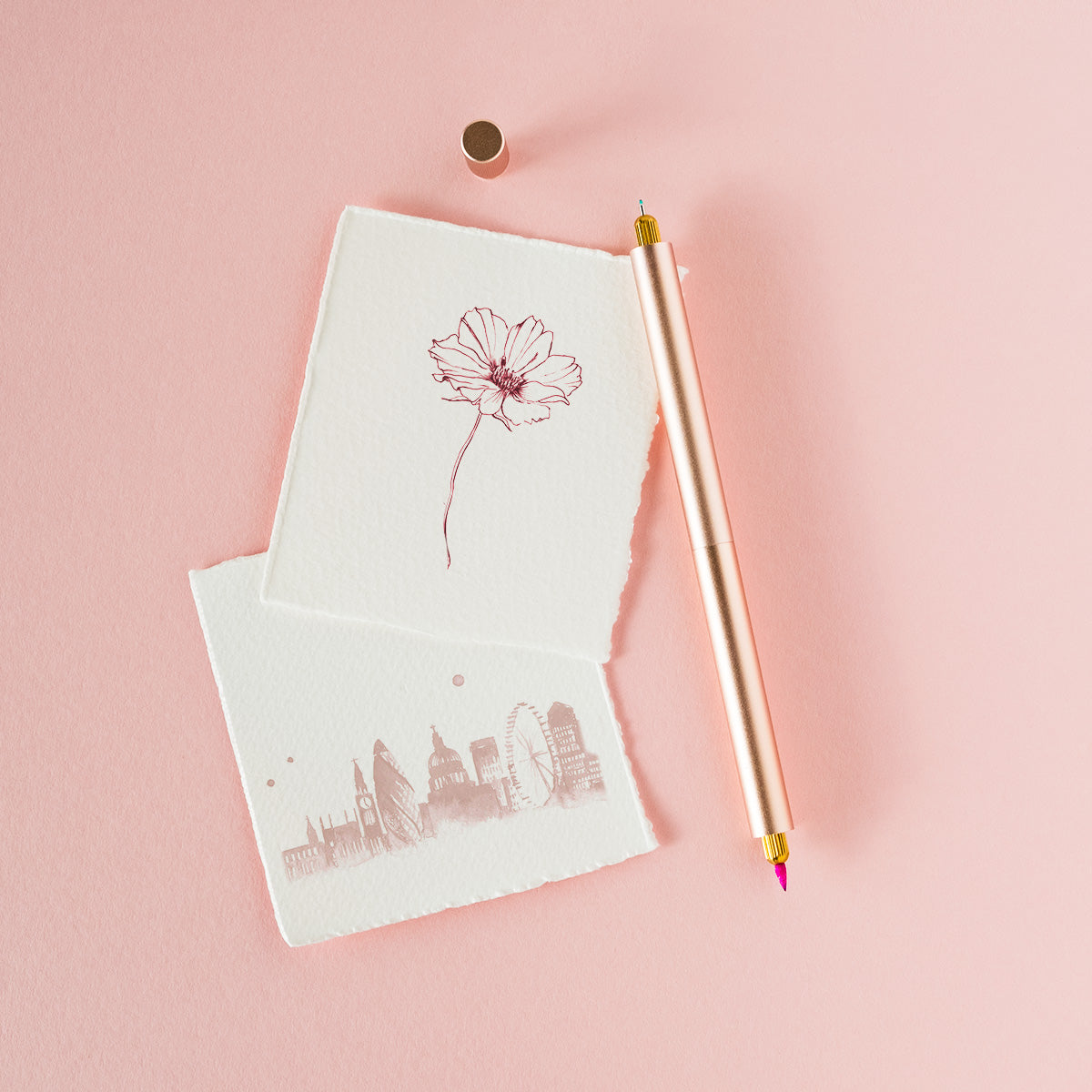 Tom's Studio Lumos Pro The Infinitely Refillable Pen - Rose Gold (Duo Tip)