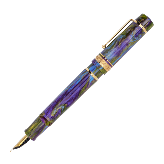 Delta DV Mid-Size Fountain Pen - Shiny: Wisteria Walk with Gold Trim (Limited Edition)