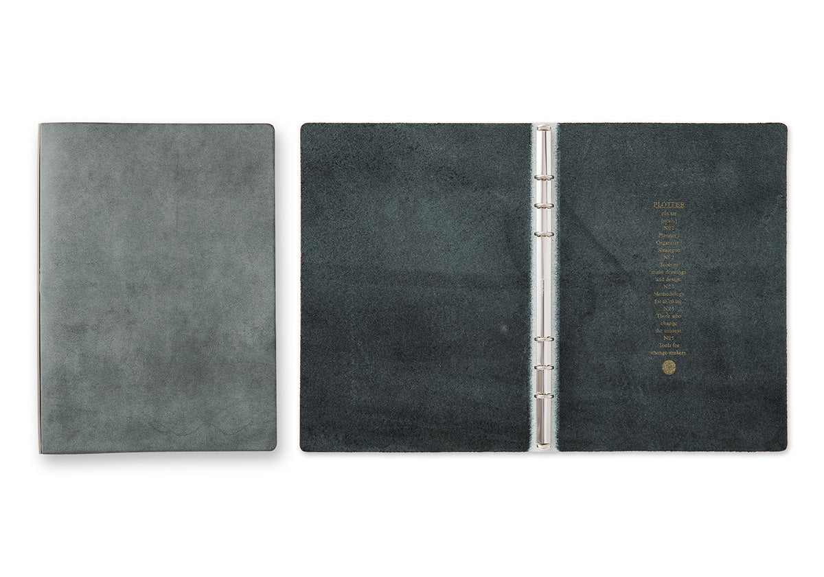 PLOTTER A5 Size Shiranami 6-Ring Leather Binder - Blue (US Exclusive)