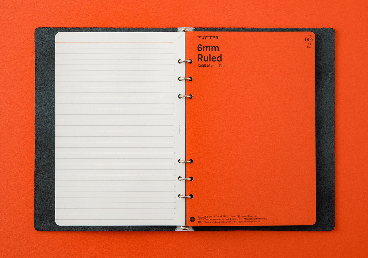 PLOTTER A5 Size Shiranami 6-Ring Leather Binder - Blue (US Exclusive)
