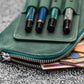 Galen Leather Slip-n-Zip 4 Slot Zippered Pen Pouch - Crazy Horse Forest Green